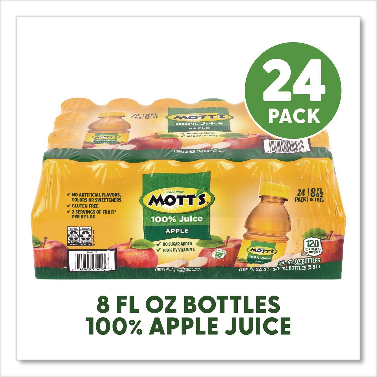 Mott's® 100% Original Apple Juice, Apple, 8 oz Bottle, 24/Carton (GRR22002660)