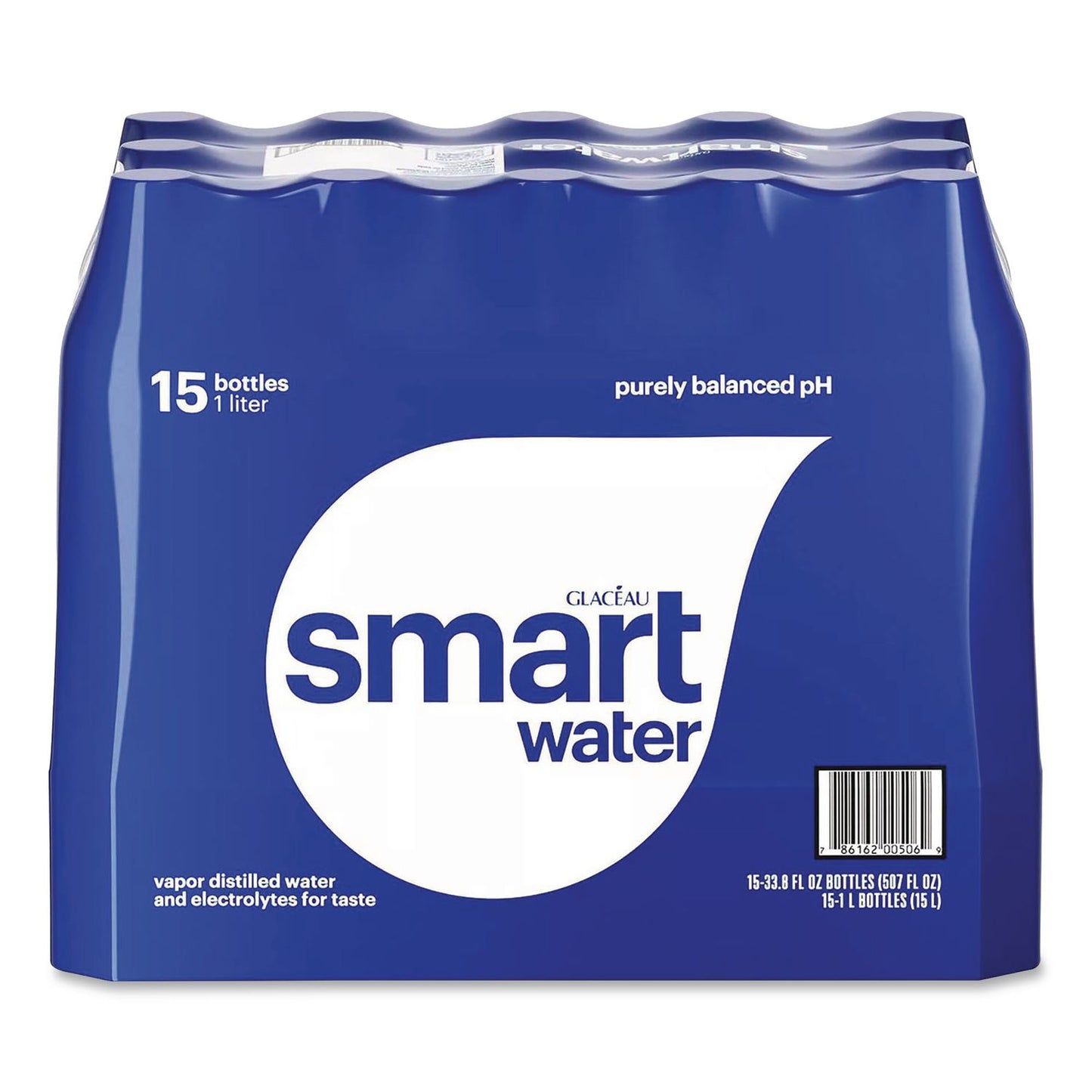 smartwater® Vapor-Distilled Water, Unflavored, 33.8 oz Bottle, 15/Carton (GRR22002684)
