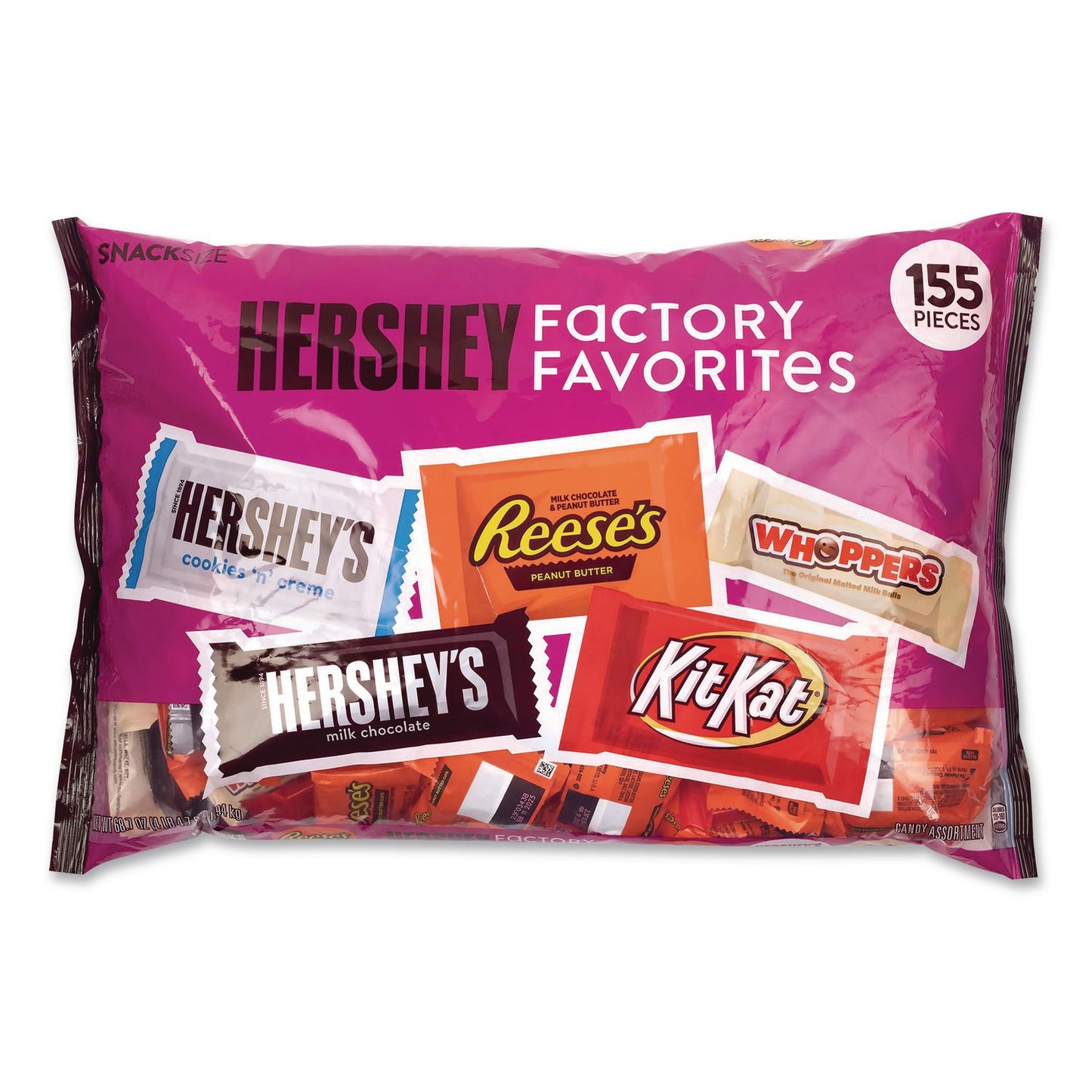 Hershey®'s Snack Size Bulk Candy Assortment, Assorted Flavors, Individually Wrapped, 155 Pieces (GRR22002629)