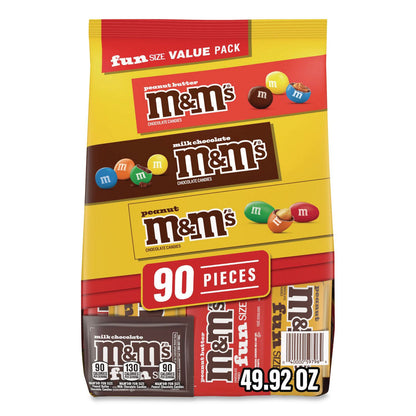 M & M's® Milk Chocolate, Peanut and Peanut Butter Fun Size Variety Pack, Assorted Flavors, Individually Wrapped, 90 Pieces (GRR22002630)