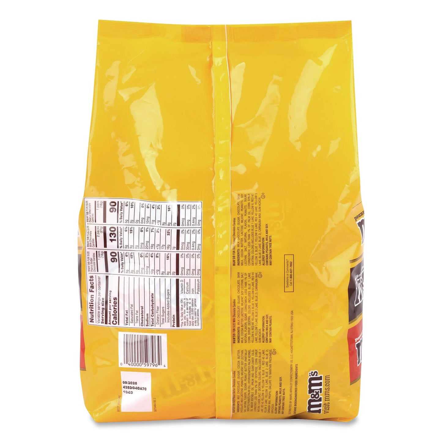 M & M's® Milk Chocolate, Peanut and Peanut Butter Fun Size Variety Pack, Assorted Flavors, Individually Wrapped, 90 Pieces (GRR22002630)
