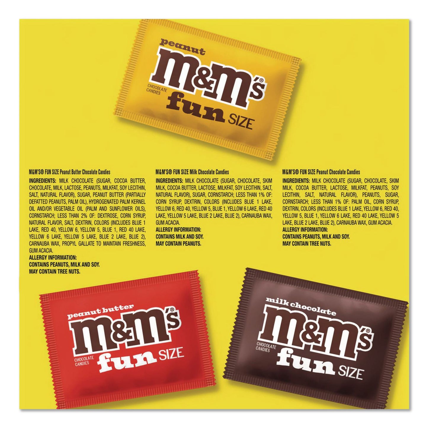 M & M's® Milk Chocolate, Peanut and Peanut Butter Fun Size Variety Pack, Assorted Flavors, Individually Wrapped, 90 Pieces (GRR22002630)