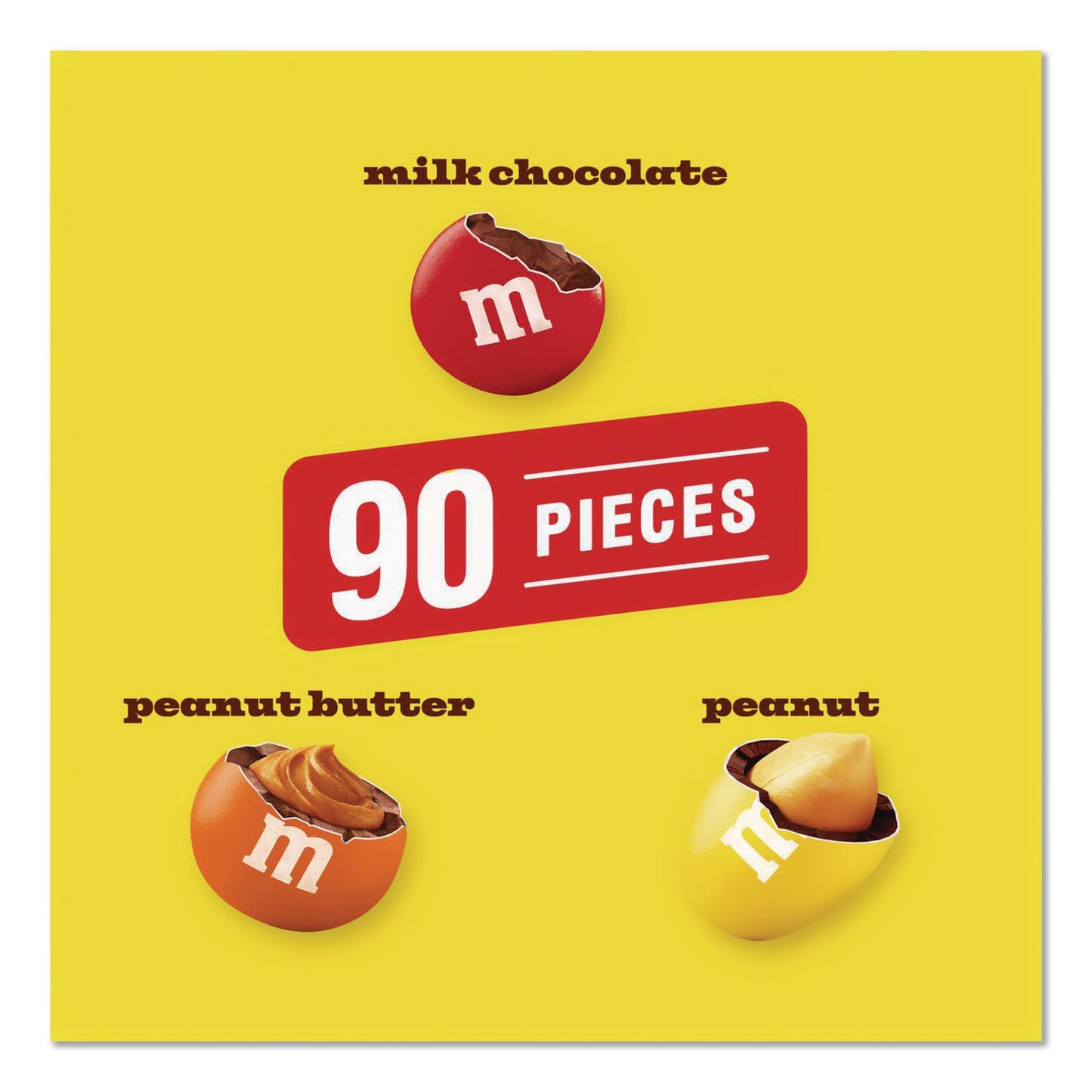M & M's® Milk Chocolate, Peanut and Peanut Butter Fun Size Variety Pack, Assorted Flavors, Individually Wrapped, 90 Pieces (GRR22002630)