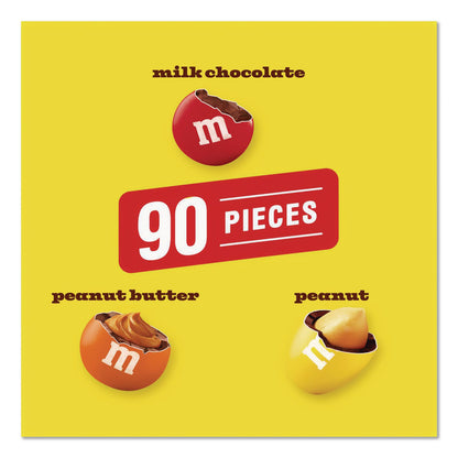 M & M's® Milk Chocolate, Peanut and Peanut Butter Fun Size Variety Pack, Assorted Flavors, Individually Wrapped, 90 Pieces (GRR22002630)