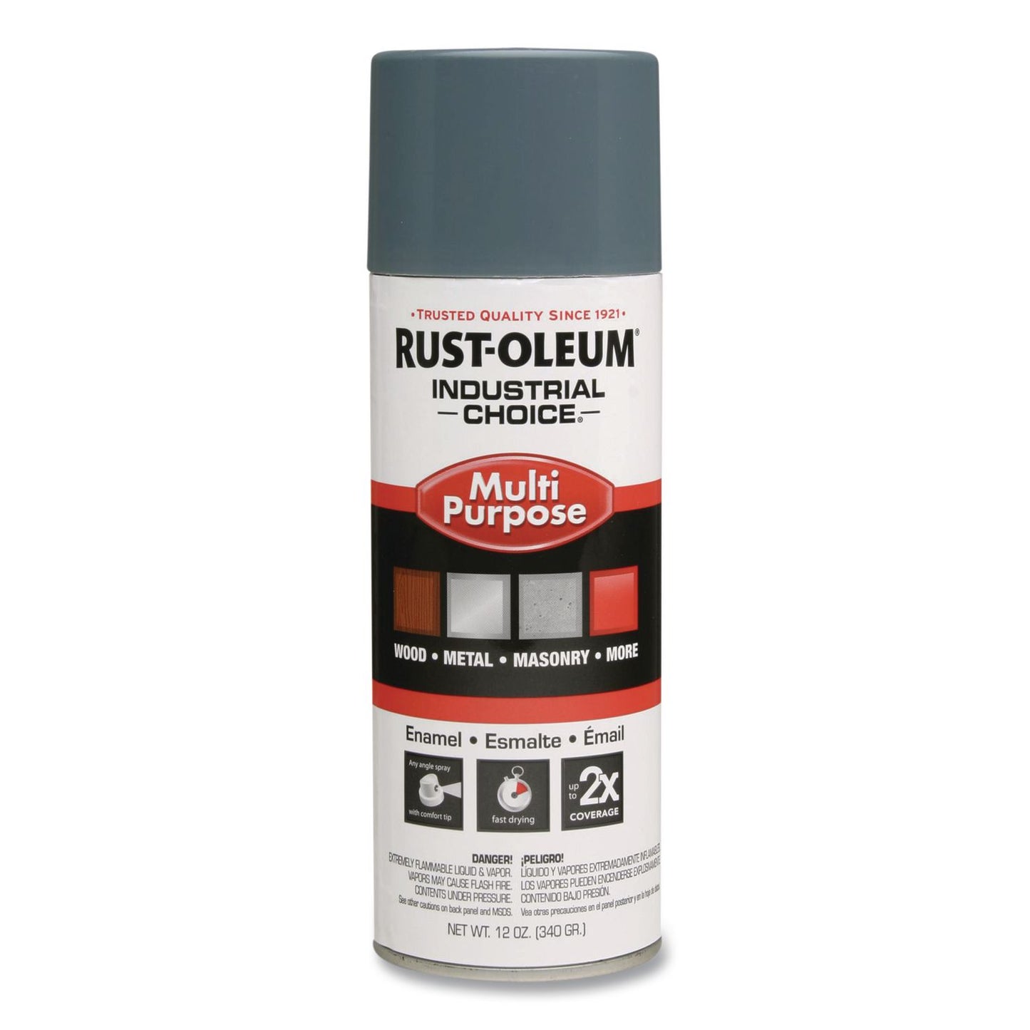 Rust-Oleum® Industrial Choice 1600 System Multi-Purpose Enamel Spray Paint, Gloss Machinery Gray, 12 oz Aerosol Can, 6/Carton (RST202214)