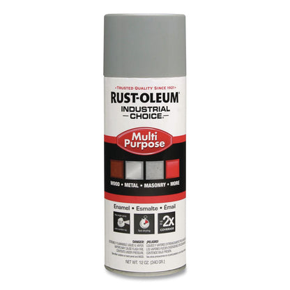Rust-Oleum® Industrial Choice 1600 System Multi-Purpose Enamel Spray Paint, Gloss ANSI 61 Light Gray, 12 oz Aerosol Can, 6/Carton (RST214645)