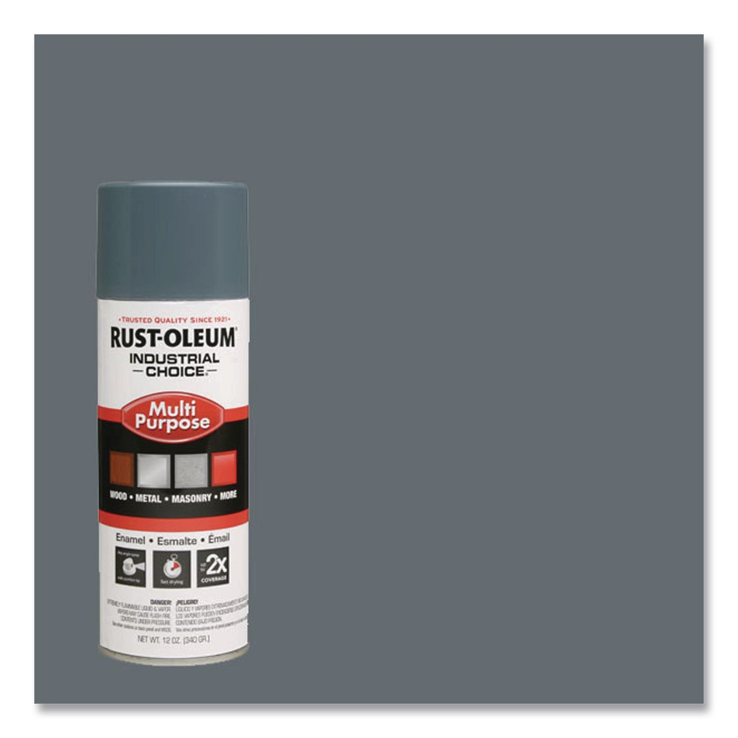 Rust-Oleum® Industrial Choice 1600 System Multi-Purpose Enamel Spray Paint, Gloss Machinery Gray, 12 oz Aerosol Can, 6/Carton (RST202214)