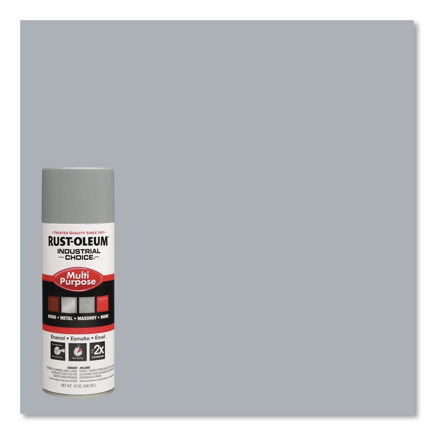 Rust-Oleum® Industrial Choice 1600 System Multi-Purpose Enamel Spray Paint, Gloss ANSI 61 Light Gray, 12 oz Aerosol Can, 6/Carton (RST214645)