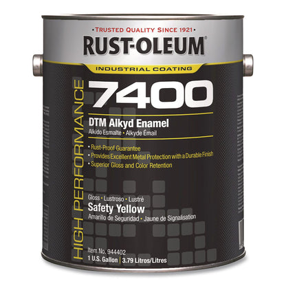Rust-Oleum® High Performance 7400 System 450 VOC DTM Alkyd Enamel Paint, Gloss Safety Yellow, 1 gal. Bucket/Pail, 2/Carton (RST944402)
