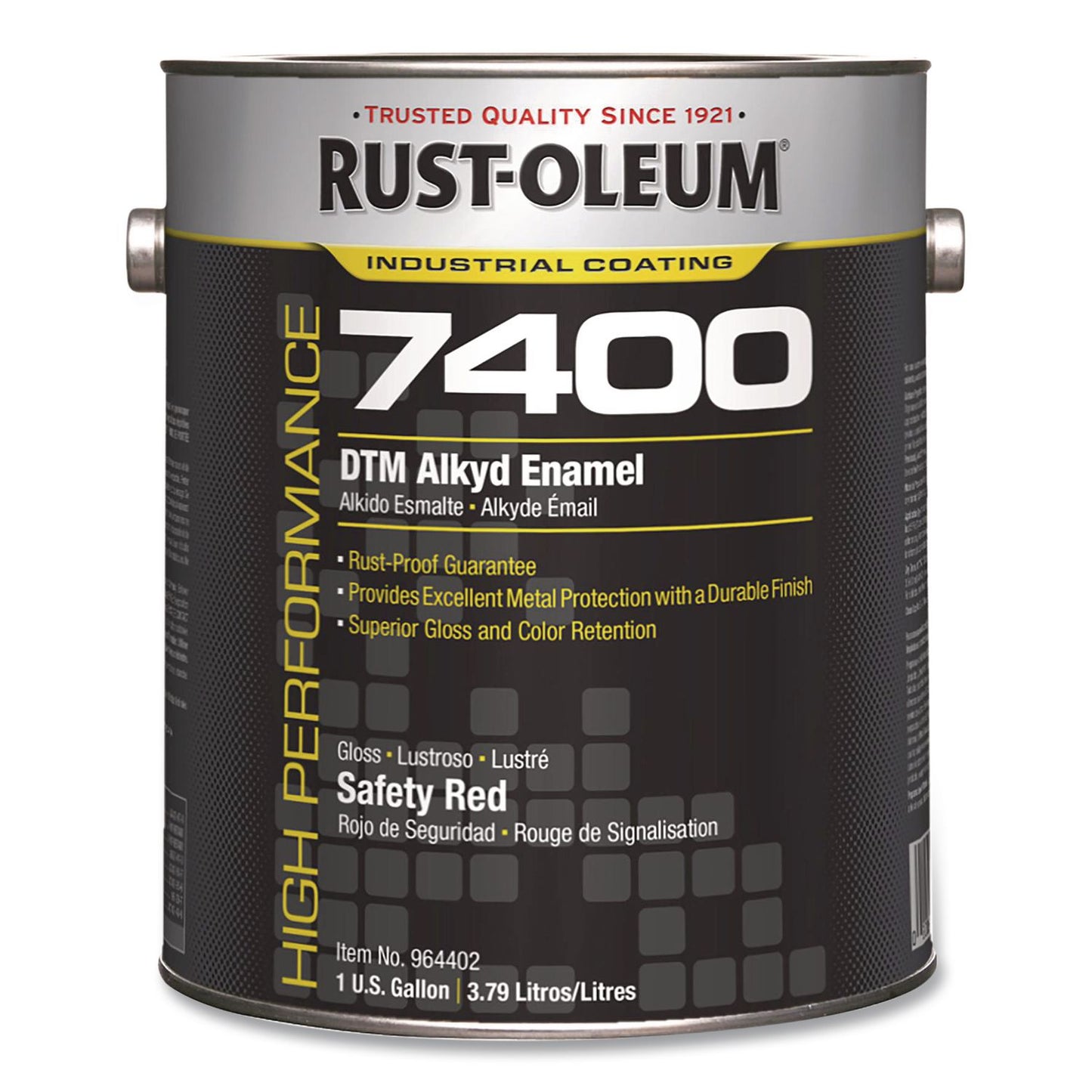 Rust-Oleum® High Performance 7400 System 450 VOC DTM Alkyd Enamel Paint, Gloss Red, 1 gal Bucket/Pail, 2/Carton (RST964402)