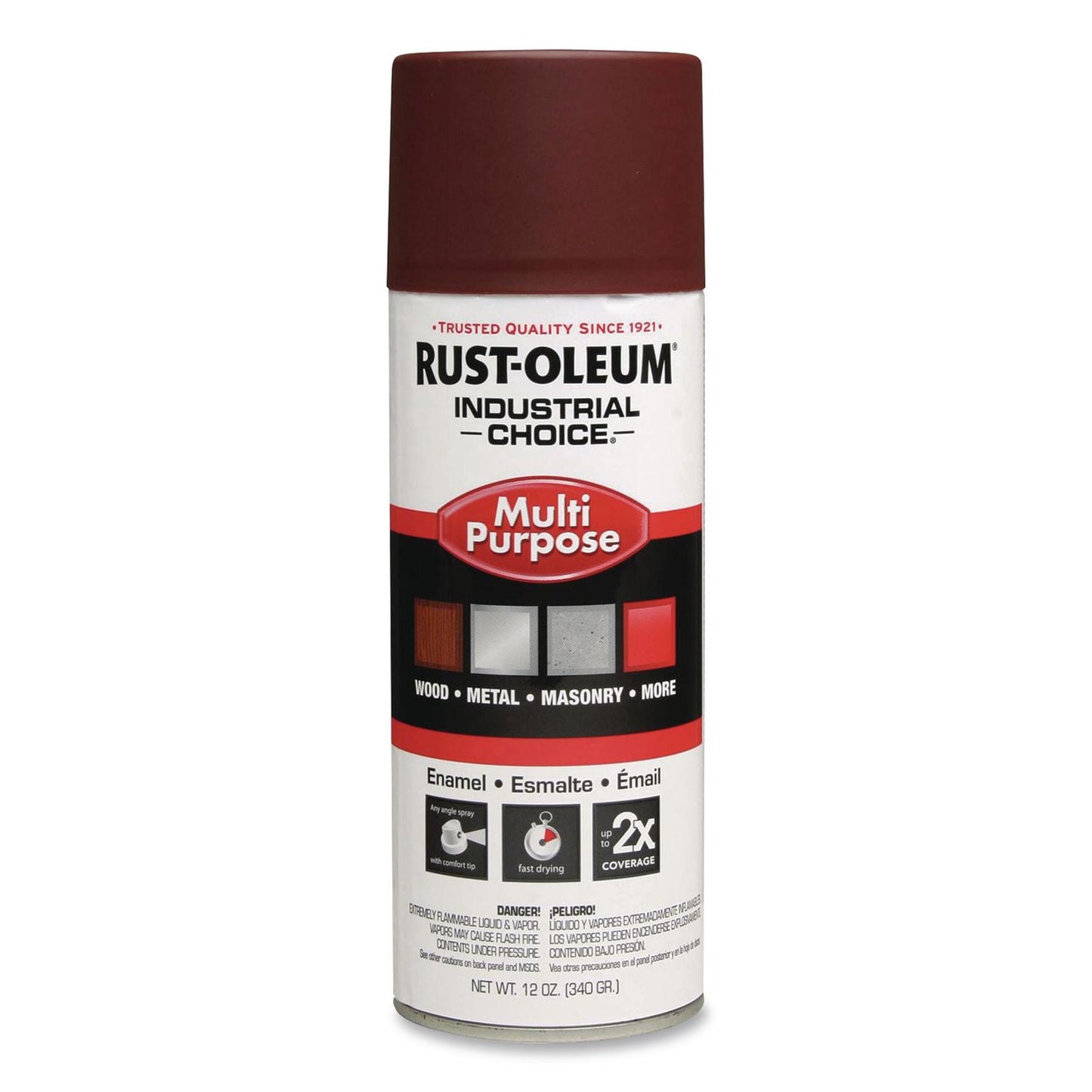 Rust-Oleum® Industrial Choice 1600 System Multi-Purpose Enamel Spray Paint, Flat Red, 12 oz Aerosol Can, 6/Carton (RST1667830)