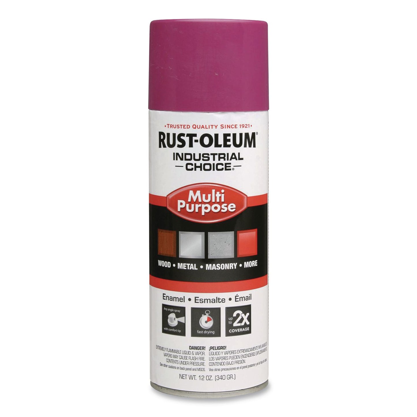 Rust-Oleum® Industrial Choice 1600 System Multi-Purpose Enamel Spray Paint, Gloss Purple, 12 oz Aerosol Can, 6/Carton (RST1670830)