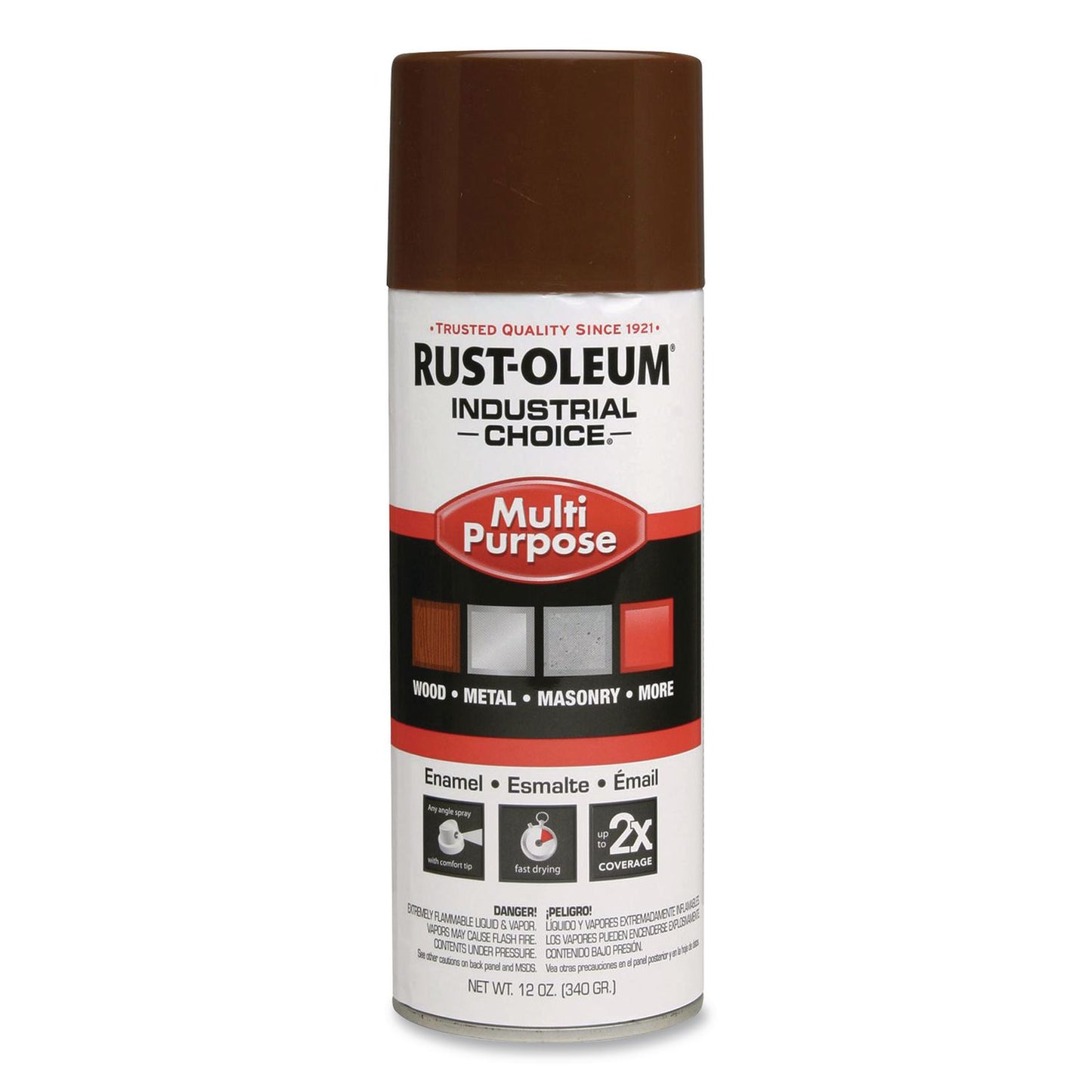 Rust-Oleum® Industrial Choice 1600 System Multi-Purpose Enamel Spray Paint, Gloss Brown, 12 oz Aerosol Can, 6/Carton (RST1674830)