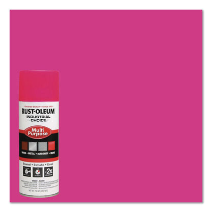 Rust-Oleum® Industrial Choice 1600 System Multi-Purpose Enamel Spray Paint, Gloss Fluorescent Pink, 12 oz Aerosol Can, 6/Carton (RST1659830)