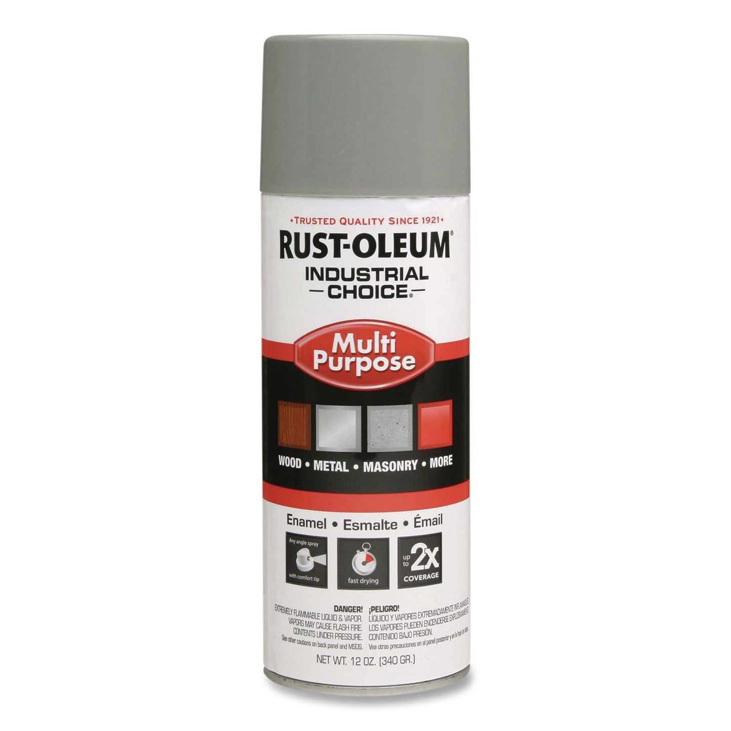 Rust-Oleum® Industrial Choice 1600 System Multi-Purpose Enamel Spray Paint, Gloss Dove Gray, 12 oz Aerosol Can, 6/Carton (RST1684830)