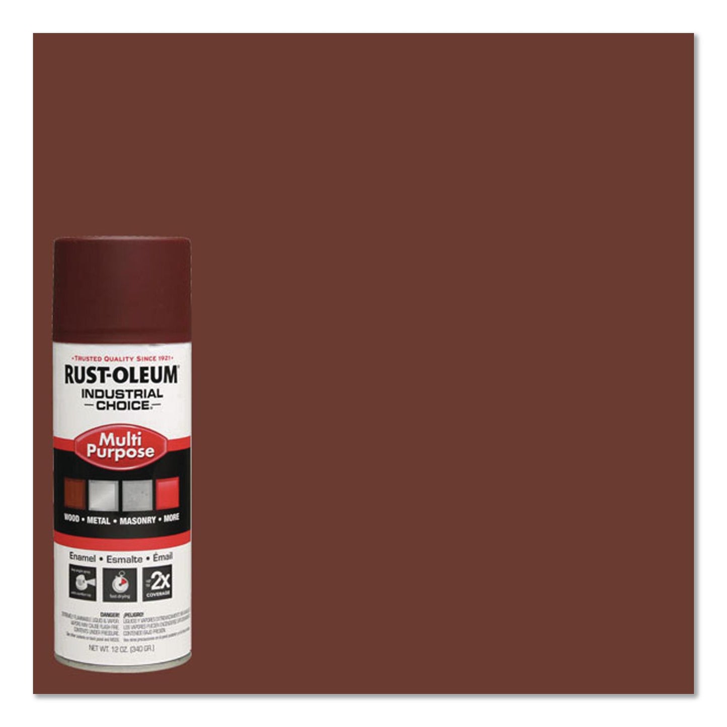 Rust-Oleum® Industrial Choice 1600 System Multi-Purpose Enamel Spray Paint, Flat Red, 12 oz Aerosol Can, 6/Carton (RST1667830)
