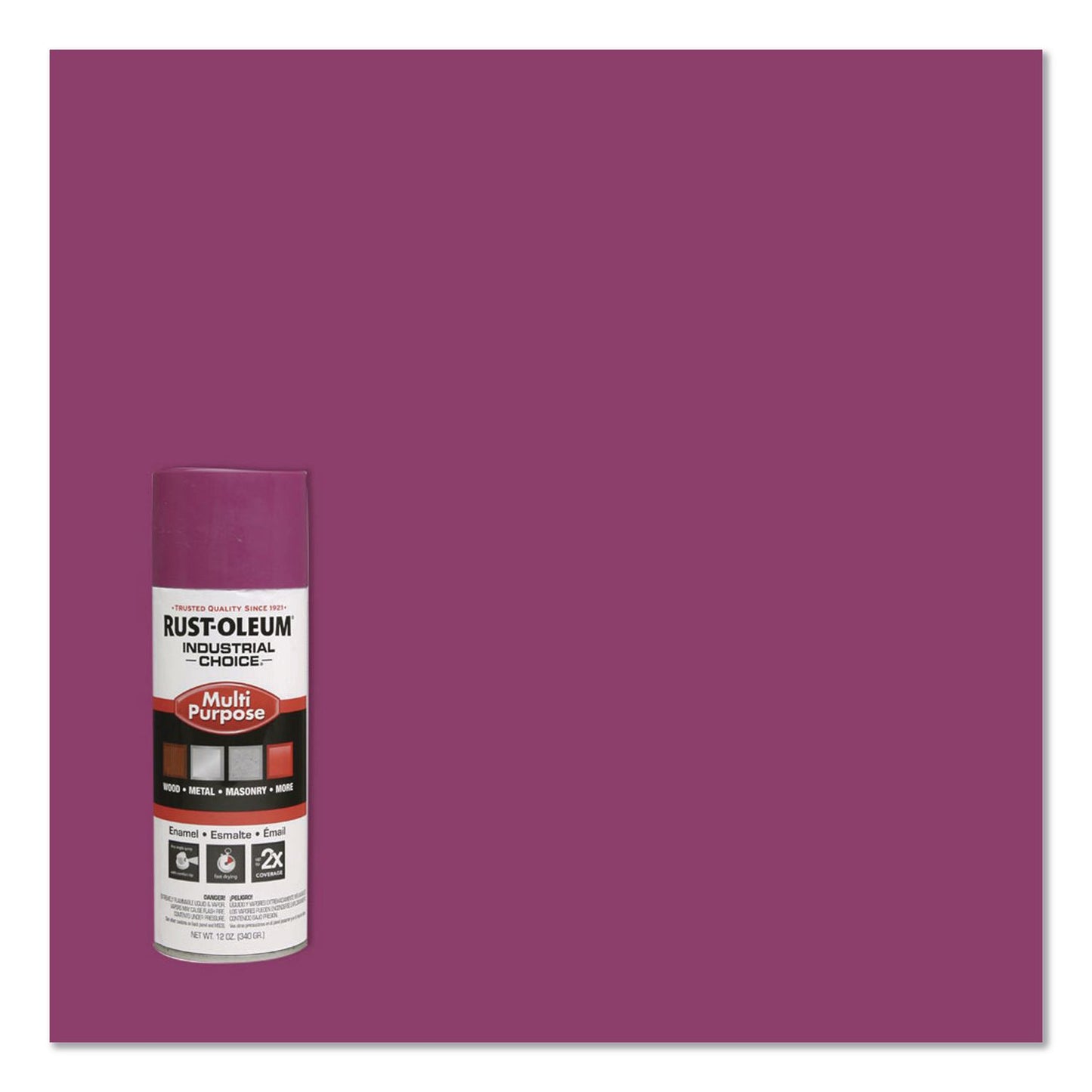 Rust-Oleum® Industrial Choice 1600 System Multi-Purpose Enamel Spray Paint, Gloss Purple, 12 oz Aerosol Can, 6/Carton (RST1670830)
