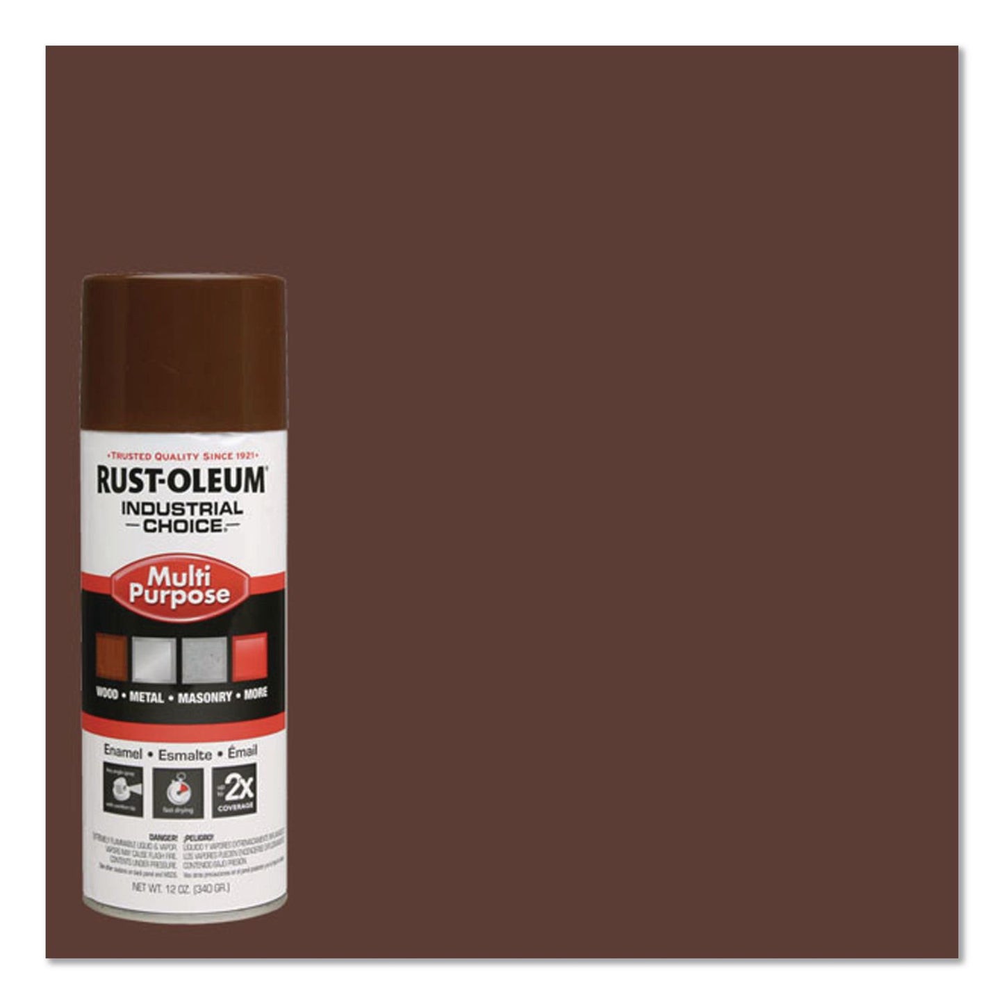Rust-Oleum® Industrial Choice 1600 System Multi-Purpose Enamel Spray Paint, Gloss Brown, 12 oz Aerosol Can, 6/Carton (RST1674830)
