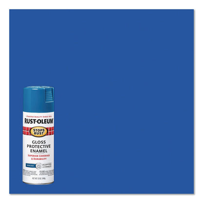 Rust-Oleum® Stops Rust Spray Paint, Gloss Blue, 12 oz Aerosol Can, 6/Carton (RST7727830)