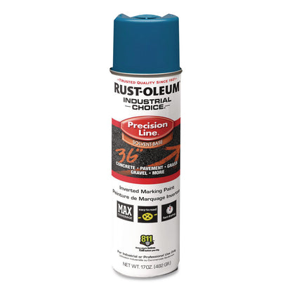 Rust-Oleum® Industrial Choice M1600 System Solvent-Based Precision Line Marking Paint, Flat Blue, 17 oz Aerosol Can, 12/Carton (RST203022V)