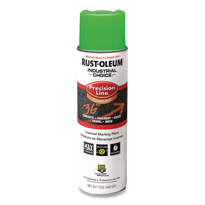 Rust-Oleum® Industrial Choice M1600 System Solvent-Based Precision Line Marking Paint, Flat Fluorescent Green, 17 oz Aerosol Can, 12/CT (RST203023V)