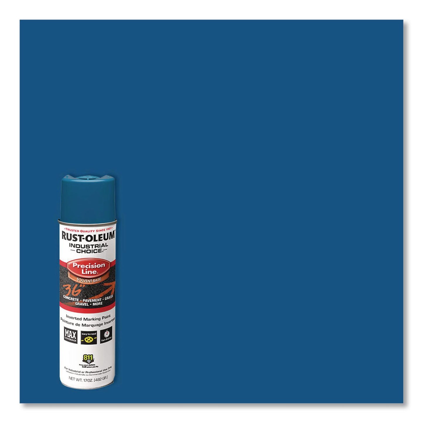 Rust-Oleum® Industrial Choice M1600 System Solvent-Based Precision Line Marking Paint, Flat Blue, 17 oz Aerosol Can, 12/Carton (RST203022V)