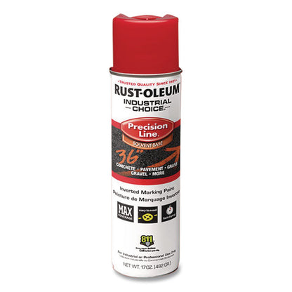 Rust-Oleum® Industrial Choice M1600 System Solvent-Based Precision Line Marking Paint, Flat Red, 17 oz Aerosol Can, 12/Carton (RST203029V)
