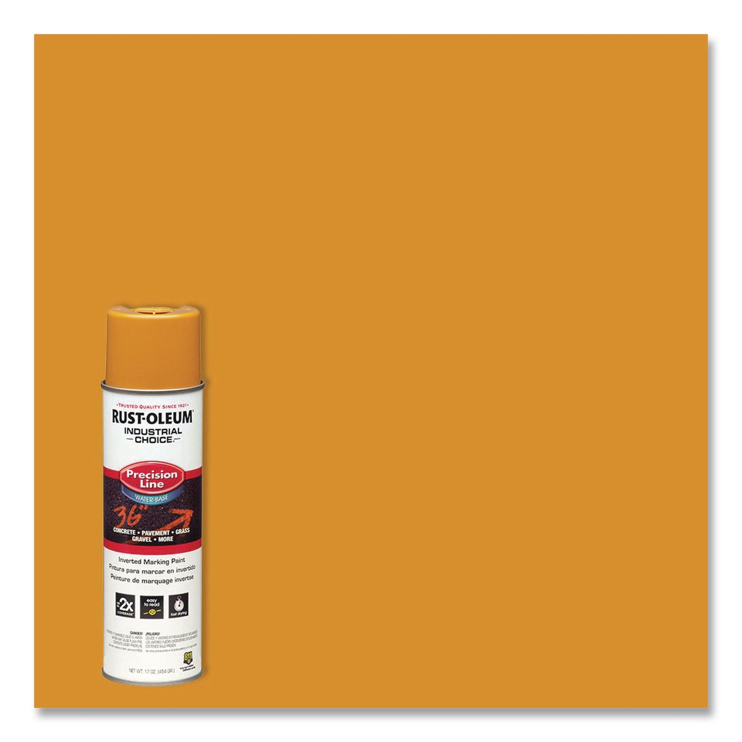 Rust-Oleum® Industrial Choice M1800 System Water-Based Precision Line Marking Paint, Gloss Yellow, 17 oz Aerosol Can, 12/Carton (RST203033)