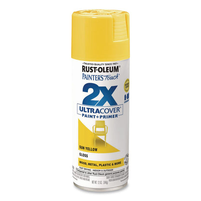 Rust-Oleum® Painter's Touch 2X Ultra Cover Spray Paint, Gloss Sun Yellow, 12 oz Aerosol Can, 6/Carton (RST334046)