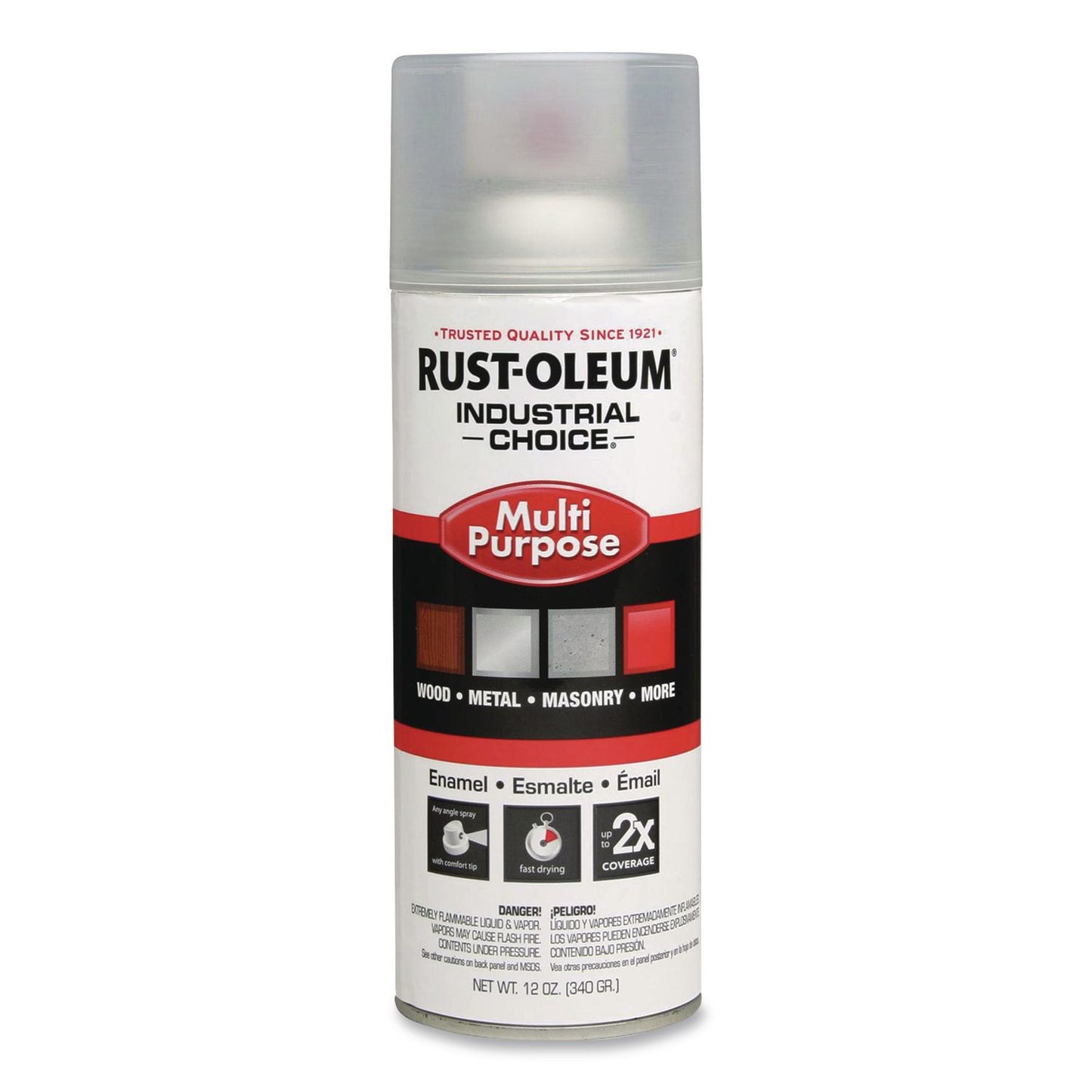 Rust-Oleum® Industrial Choice 1600 System Multi-Purpose Enamel Spray Paint, Gloss Crystal Clear, 12 oz Aerosol Can, 6/Carton (RST1610830)
