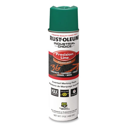 Rust-Oleum® Industrial Choice M1600 System Solvent-Based Precision Line Marking Paint, Flat Green, 17 oz Aerosol Can, 12/Carton (RST1634838V)