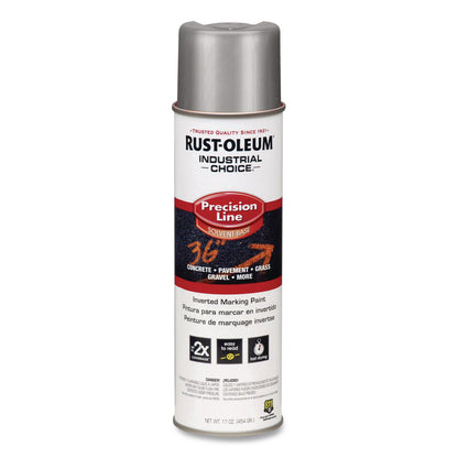 Rust-Oleum® Industrial Choice M1600 System Solvent-Based Precision Line Marking Paint, Flat Silver, 17 oz Aerosol Can, 12/Carton (RST239007)
