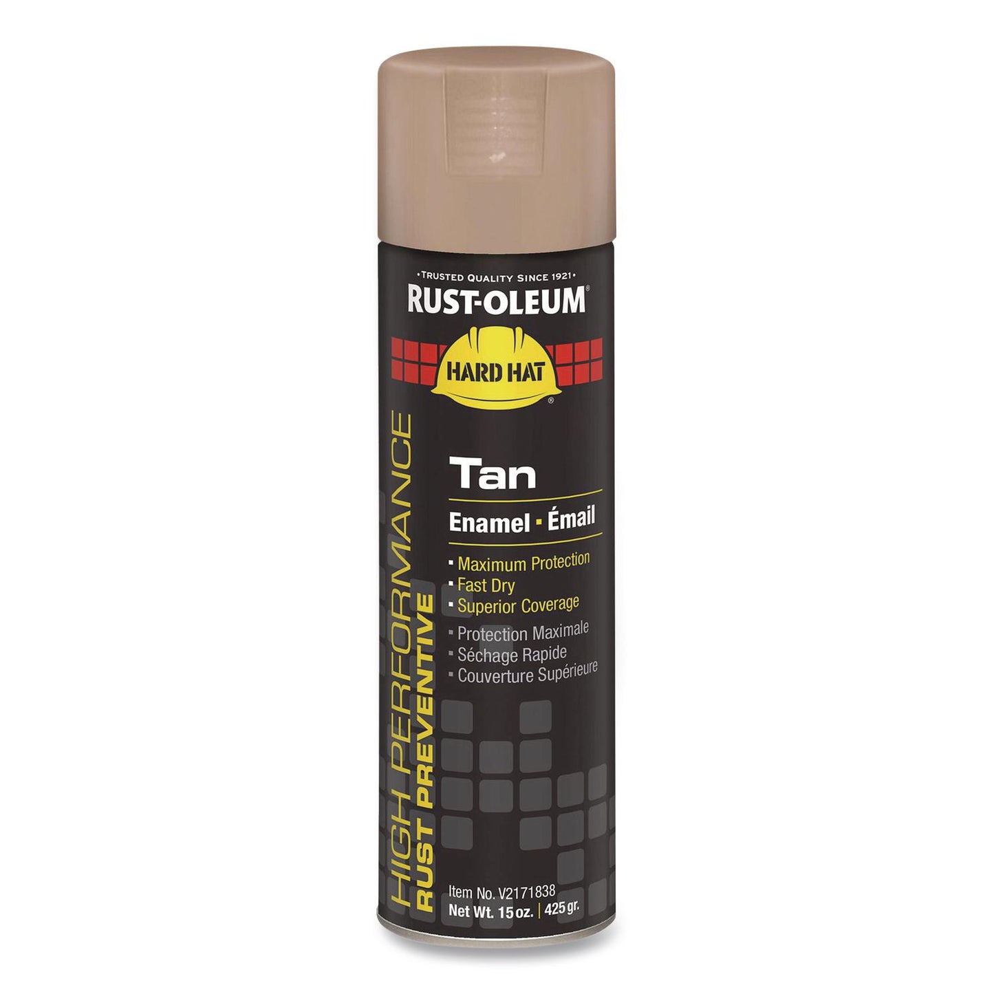 Rust-Oleum® Hard Hat High Performance V2100 System Rust Preventive Enamel Spray Paint, Gloss Tan, 15 oz Aerosol Can, 6/Carton (RSTV2171838)