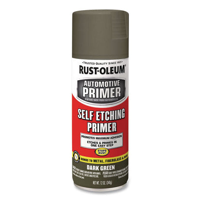 Rust-Oleum® Self Etching Primer, Flat Dark Green, 12 oz Aerosol Can, 6/Carton (RST249322)