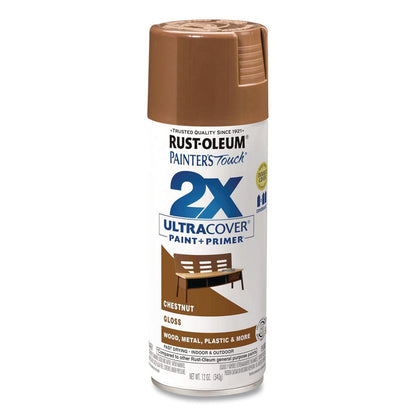 Rust-Oleum® Painter's Touch 2X Ultra Cover Spray Paint, Gloss Chestnut, 12 oz Aerosol Can, 6/Carton (RST249847)