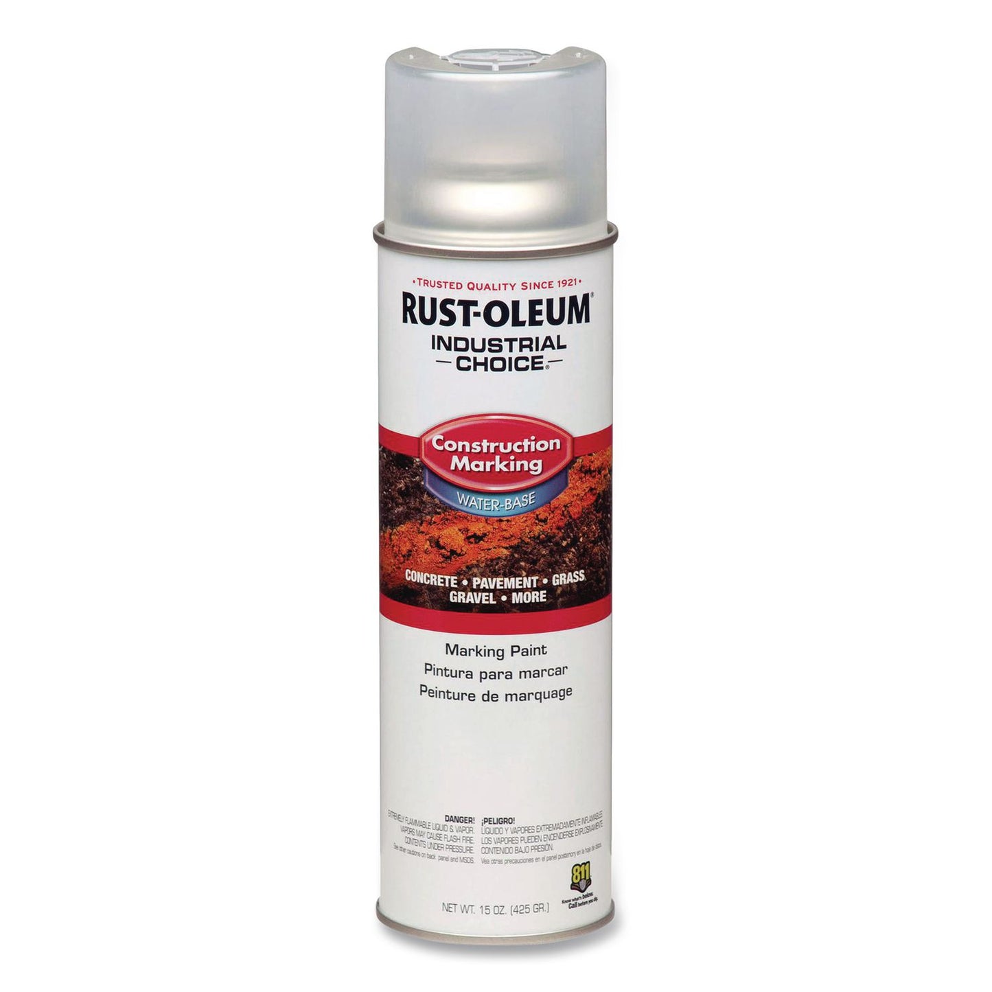 Rust-Oleum® Industrial Choice M1400 System Water-Based Construction Marking Paint, Gloss Clear, 17 oz Aerosol Can, 12/Carton (RST264693)