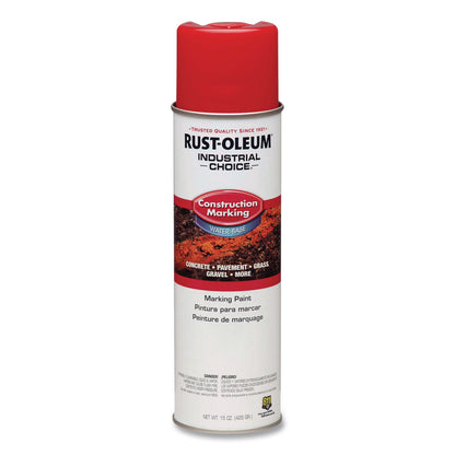Rust-Oleum® Industrial Choice M1400 System Water-Based Construction Marking Paint, Gloss Safety Red, 17 oz Aerosol Can, 12/Carton (RST264696)