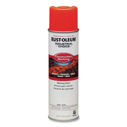 Rust-Oleum® Industrial Choice M1400 System Water-Based Construction Marking Paint, Gloss Fluorescent Red-Orange, 17 oz Aerosol Can, 12/CT (RST264699)