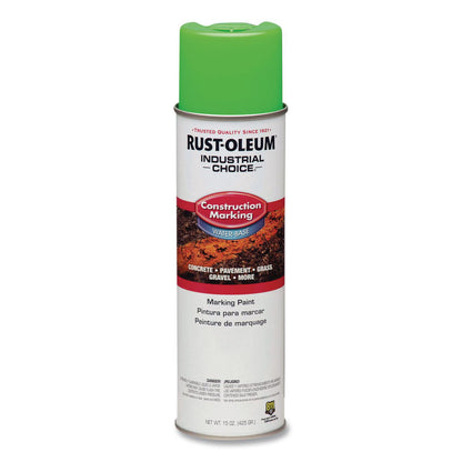 Rust-Oleum® Industrial Choice M1400 System Water-Based Construction Marking Paint, Gloss Fluorescent Green, 17 oz Aerosol Can, 12/Carton (RST264700)