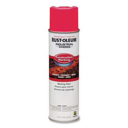 Rust-Oleum® Industrial Choice M1400 System Water-Based Construction Marking Paint, Gloss Fluorescent Pink, 17 oz Aerosol Can, 12/Carton (RST264702)
