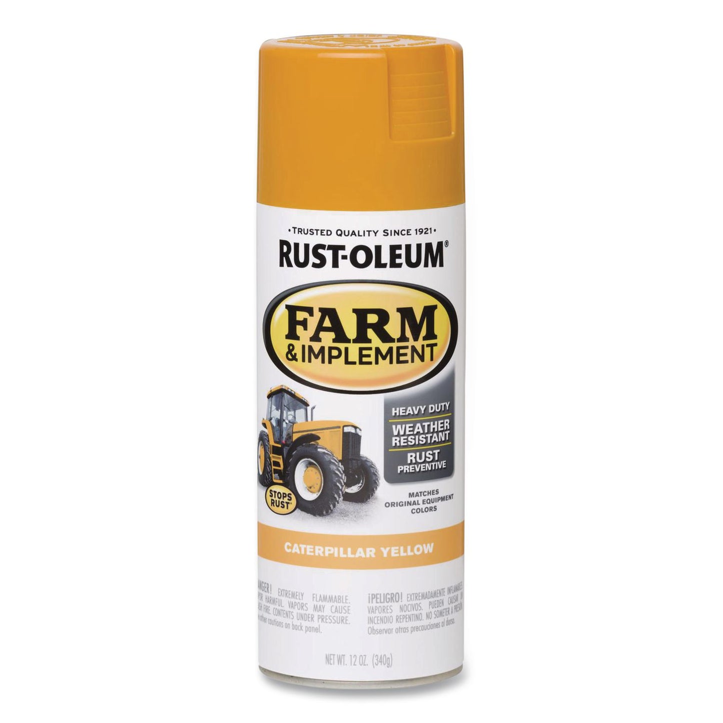 Rust-Oleum® Specialty Farm and Implement Spray Paint, Gloss Caterpillar Yellow, 12 oz Aerosol Can, 6/Carton (RST280140)