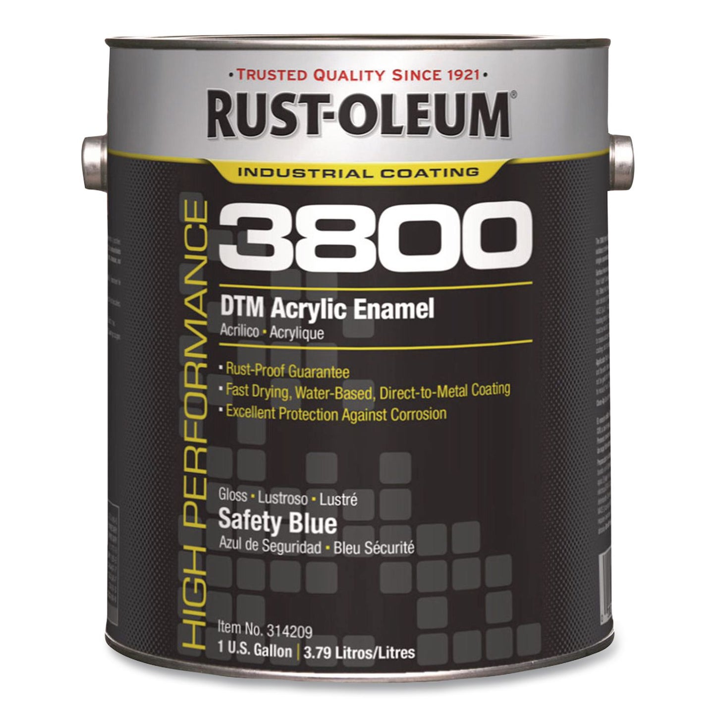 Rust-Oleum® High Performance 3800 System DTM Acrylic Enamel Paint, Gloss Safety Blue, 1 gal Bucket/Pail, 2/Carton (RST314209)