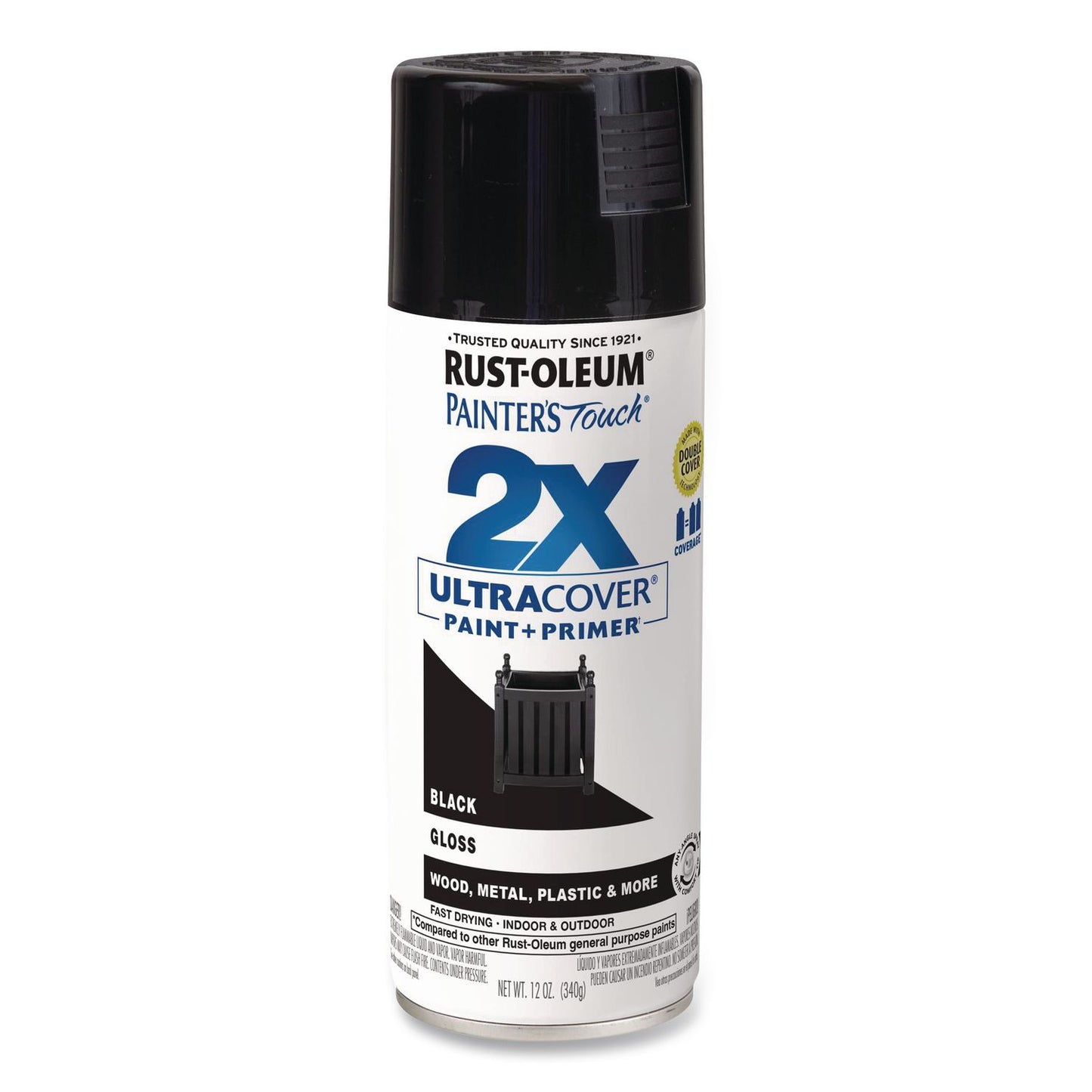 Rust-Oleum® Painter's Touch 2X Ultra Cover Spray Paint, Gloss Black, 12 oz Aerosol Can, 6/Carton (RST334026)