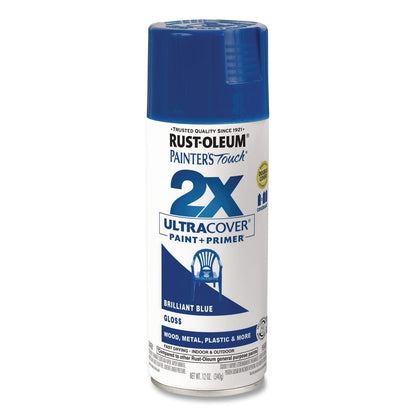 Rust-Oleum® Painter's Touch 2X Ultra Cover Spray Paint, Gloss Brilliant Blue, 12 oz Aerosol Can, 6/Carton (RST334027)