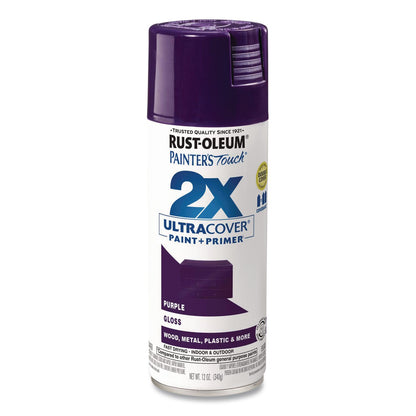 Rust-Oleum® Painter's Touch 2X Ultra Cover Spray Paint, Gloss Purple, 12 oz Aerosol Can, 6/Carton (RST334042)