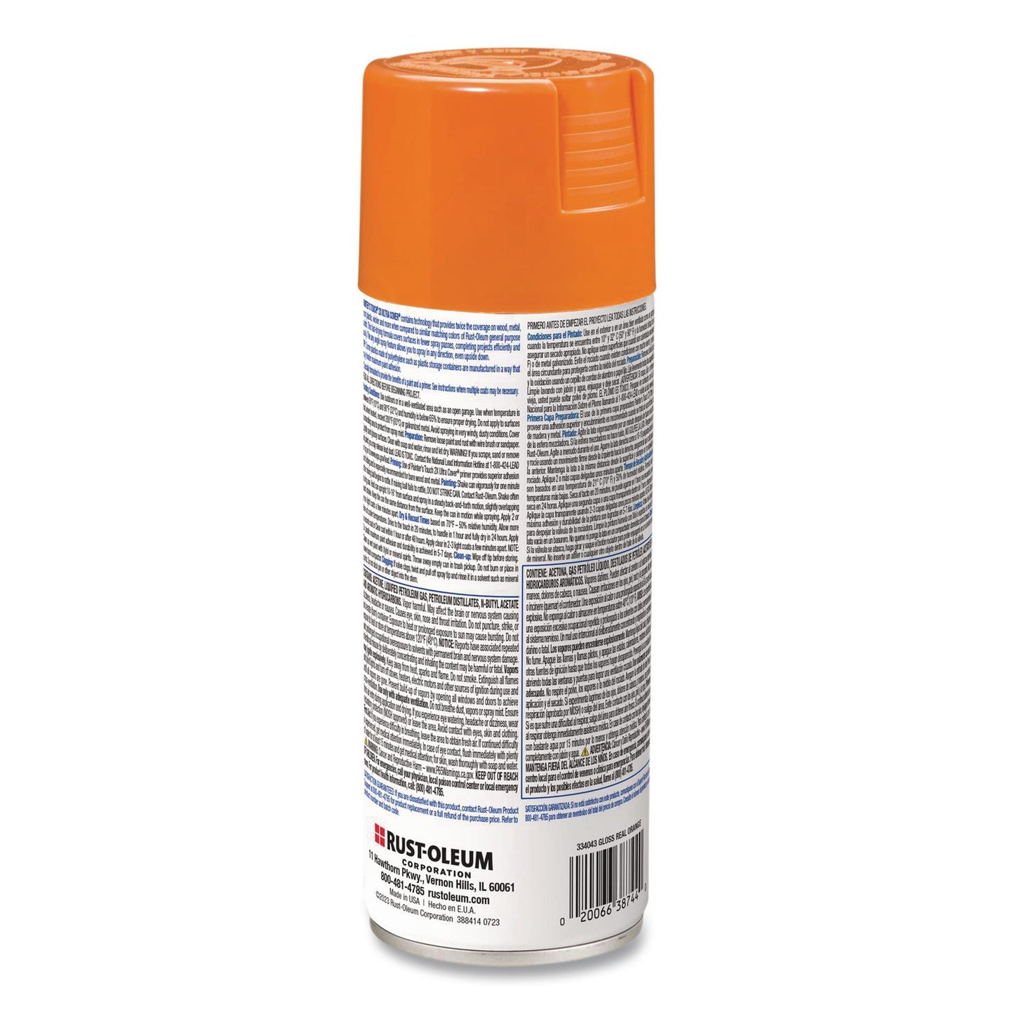 Rust-Oleum® Painter's Touch 2X Ultra Cover Spray Paint, Gloss Real Orange,12 oz Aerosol Can, 6/Carton (RST334043)
