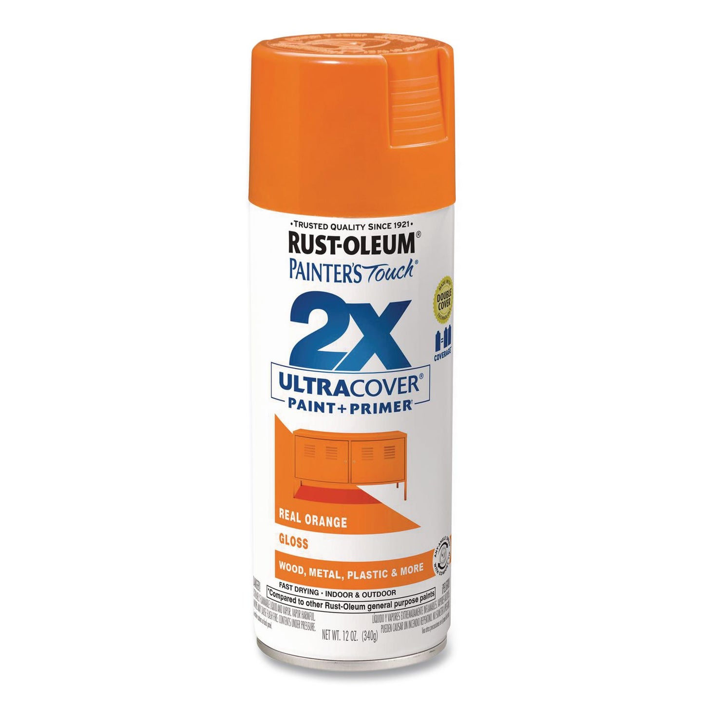 Rust-Oleum® Painter's Touch 2X Ultra Cover Spray Paint, Gloss Real Orange,12 oz Aerosol Can, 6/Carton (RST334043)
