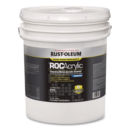 Rust-Oleum® High Performance ROC Acrylic Direct to Metal Paint, Flat Black, 5 gal Bucket/Pail (RST340664)