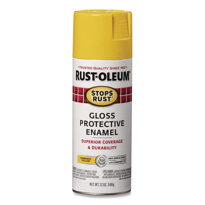 Rust-Oleum® Stops Rust Spray Paint, Gloss Yellow, 12 oz Aerosol Can, 6/Carton (RST7747830)