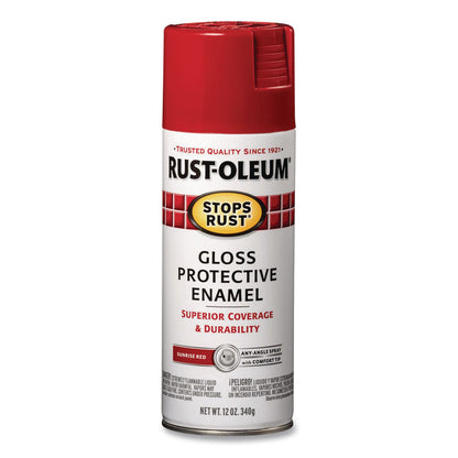 Rust-Oleum® Stops Rust Spray Paint, Gloss Sunrise Red, 12 oz Aerosol Can, 6/Carton (RST7762830)